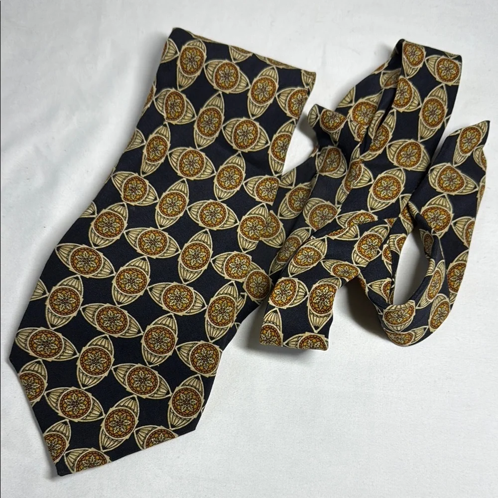 Valentino black and tan vintage silk tie.